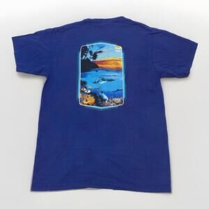 SPEEDO Ocean Sea Fish Graphic T Shirt 90s 2000s Swimming Blue SZ M Vintage